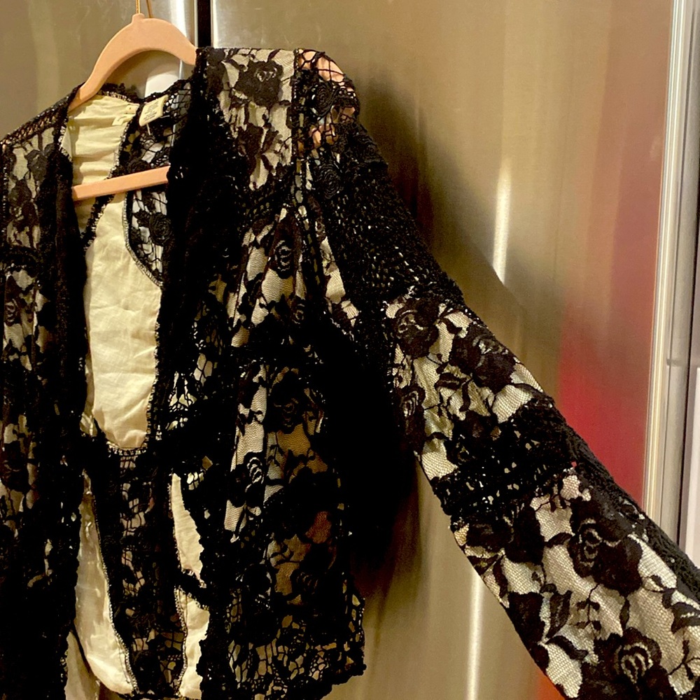 Anthropologie Black lace/crochet cardigan, size M - Picture 5 of 9